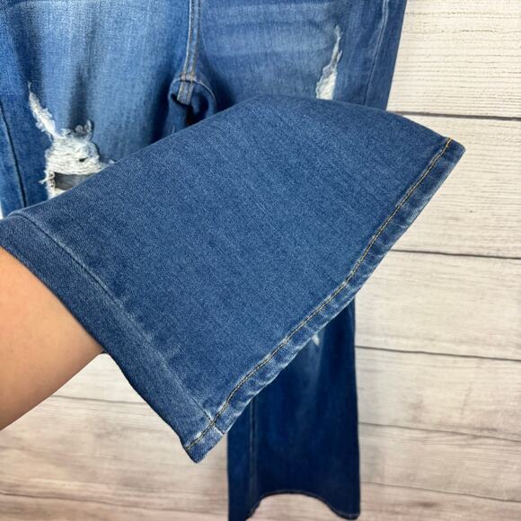 Cello Juniors High Rise Distressed Skinny Flare Boho Rodeo Jeans Size 11 - Picture 6 of 11